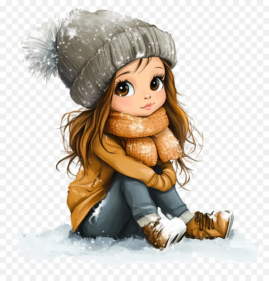 Fille D'hiver，Jolie Fille En Vêtements D'hiver PNG