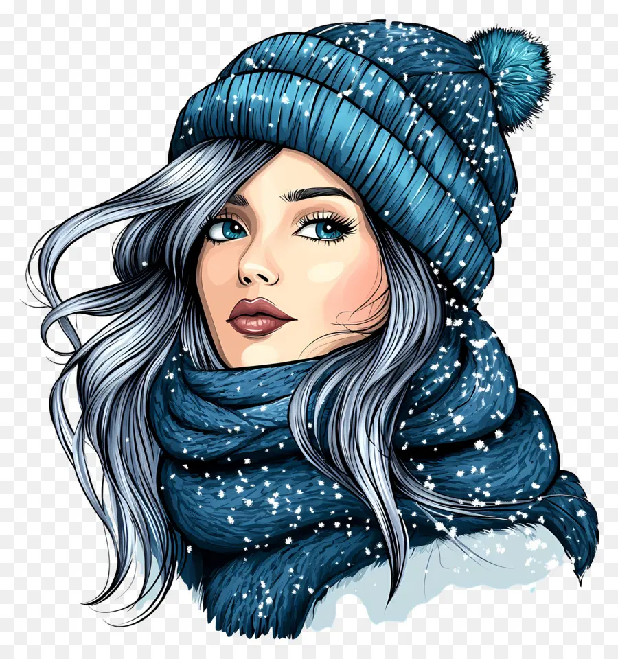 Fille D'hiver，Fille Aux Cheveux Blancs PNG