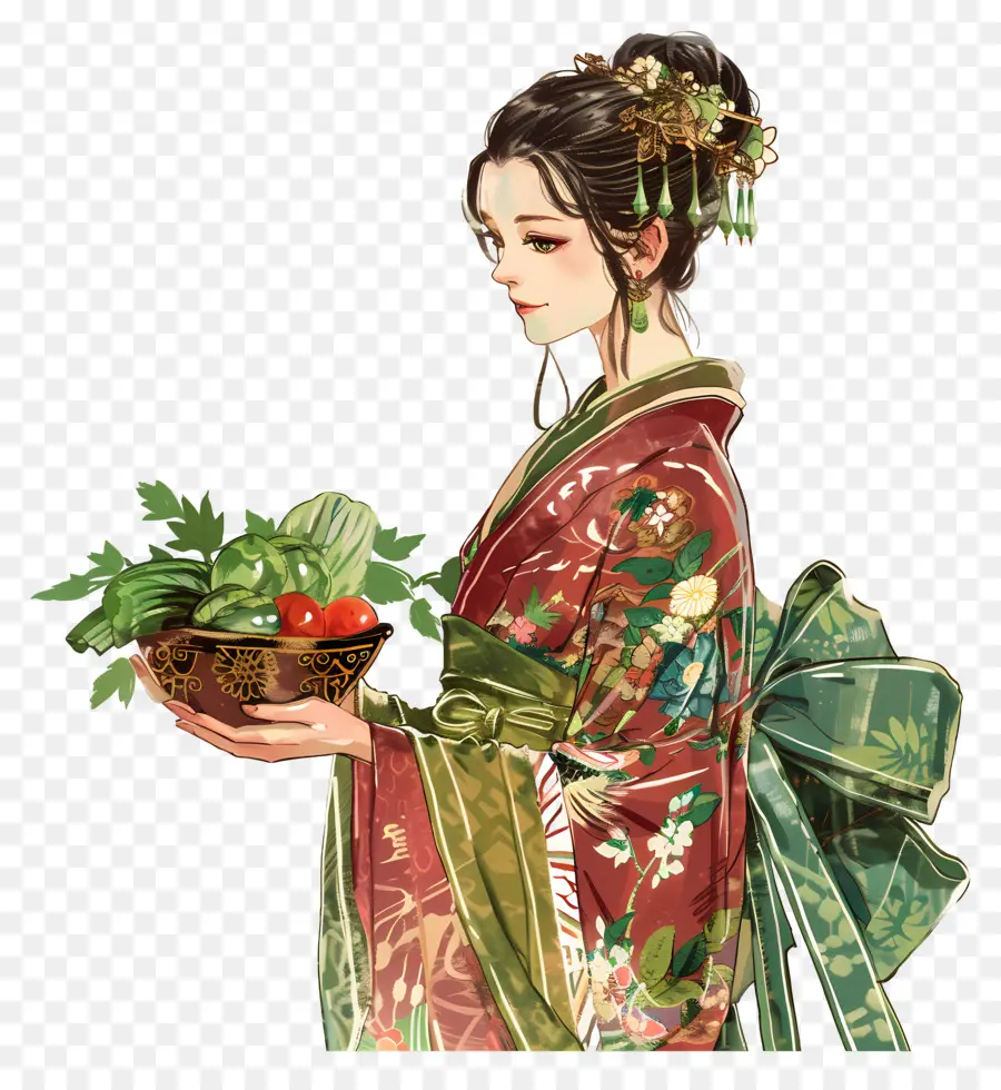 Femme Traditionnelle，Femme En Kimono PNG