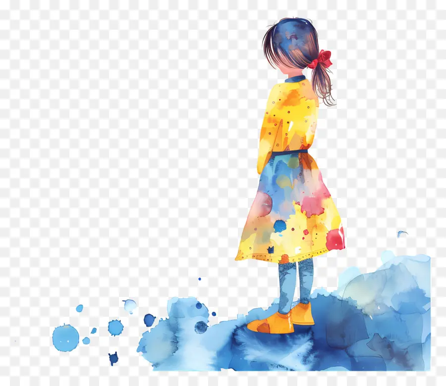 Enfant Aquarelle，Fille Colorée PNG