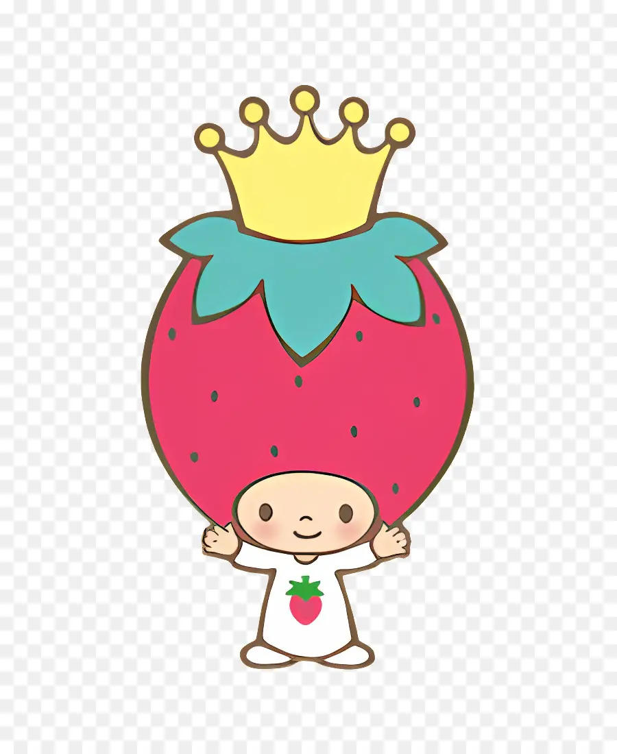 Roi Des Fraises，Personnage Tête De Fraise Avec Couronne PNG