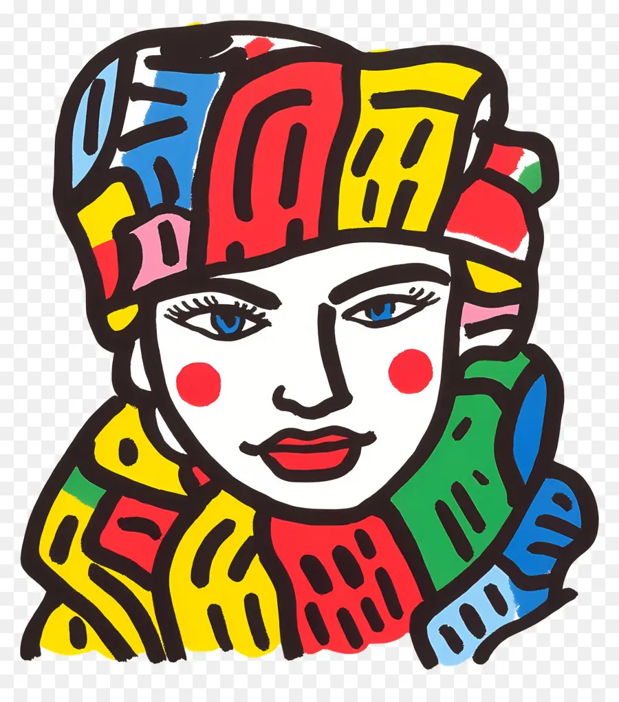 Fille D'hiver，Visage Abstrait Coloré PNG