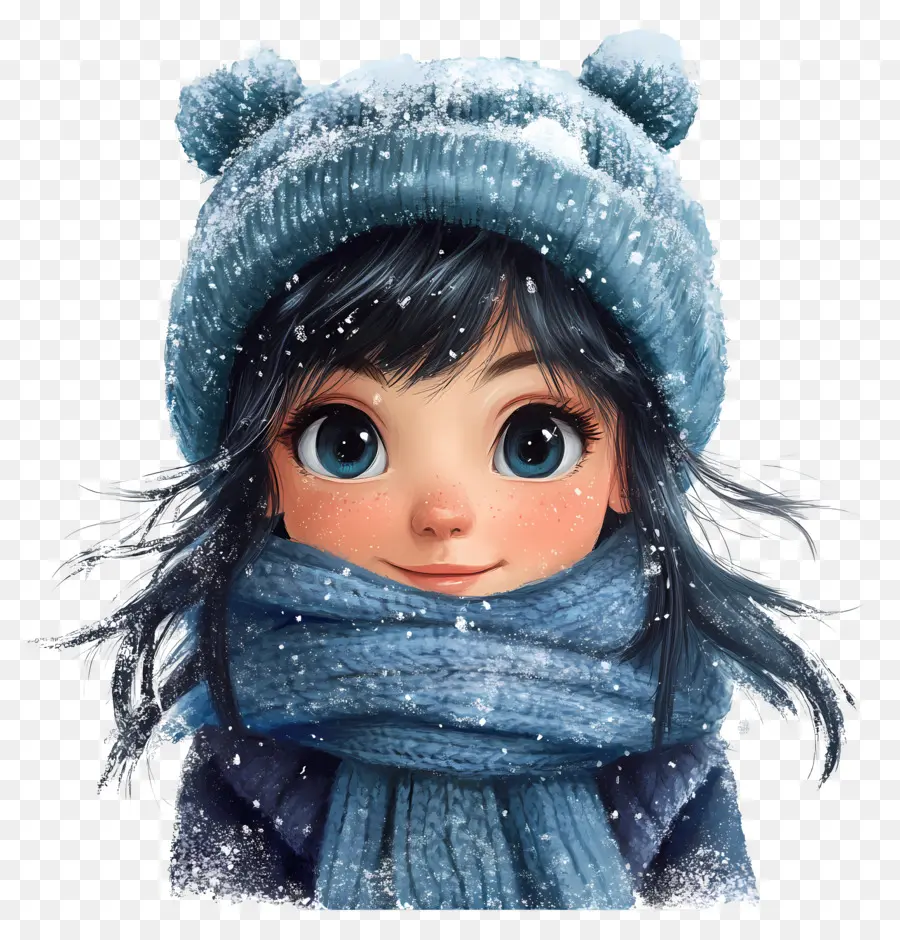 Fille D'hiver，Fille Aux Grands Yeux PNG