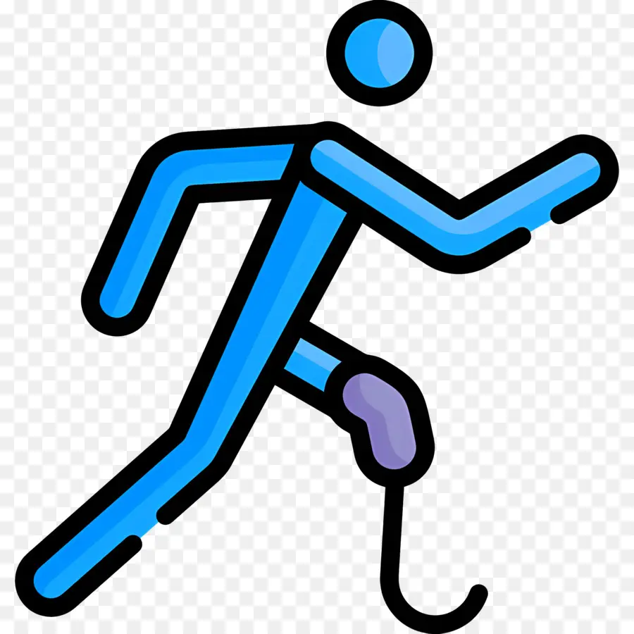 Personnes Handicapées，Figurine De Course Bleue PNG