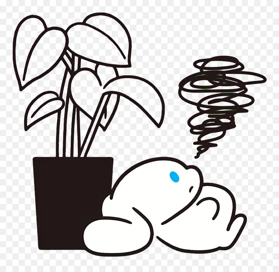 Cannelle，Chien Blanc Avec Plante PNG