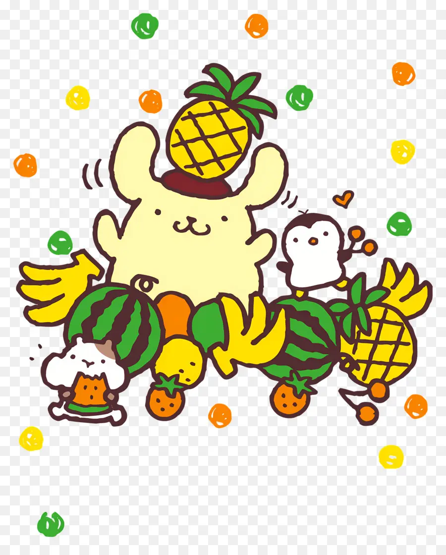 Pompompurin，Créature Jaune Avec Des Fruits PNG