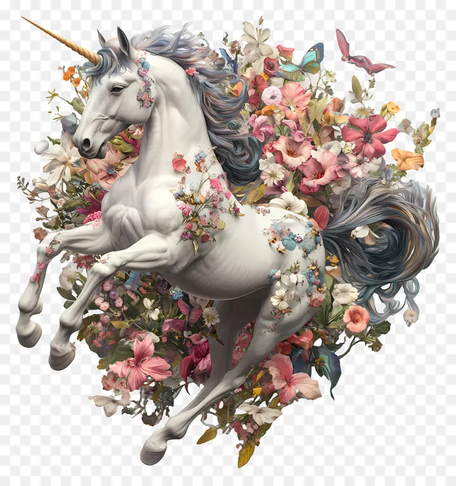 Licorne Florale，Licorne PNG