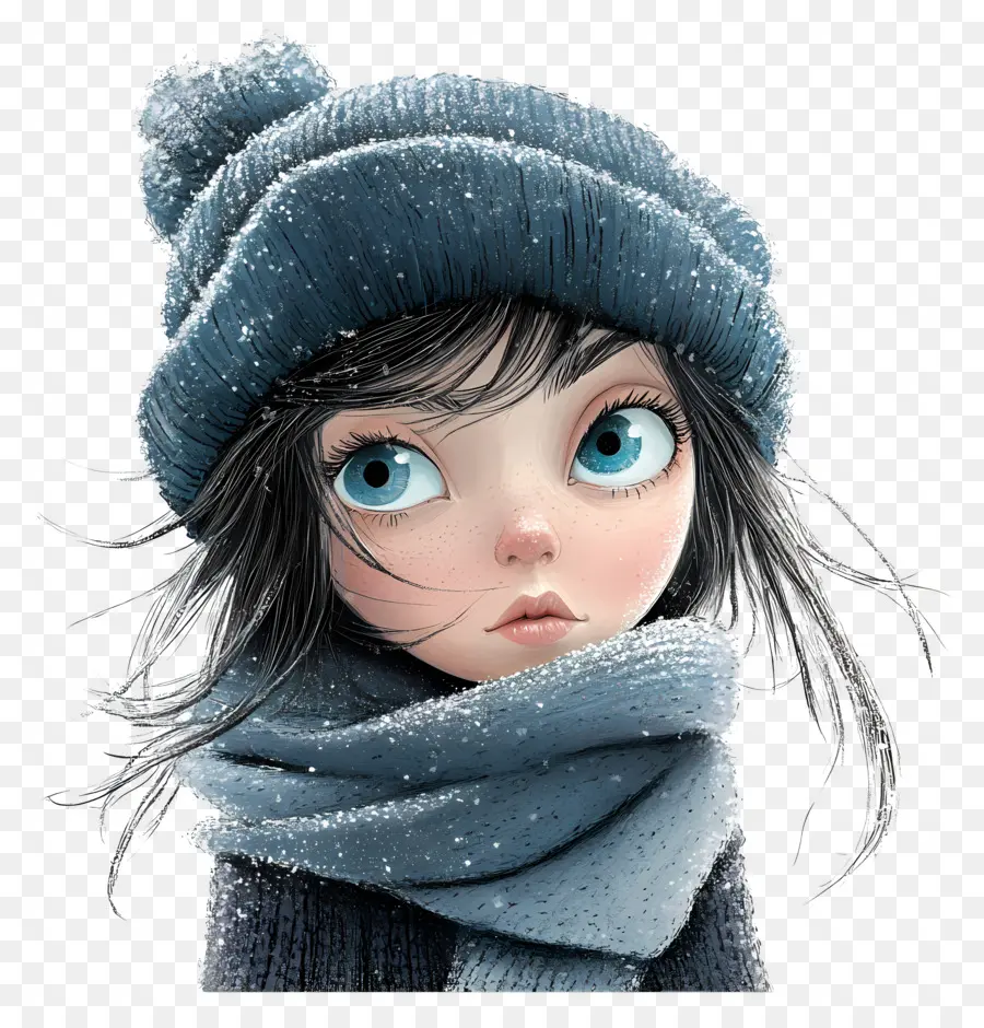 Fille D'hiver，Fille Aux Grands Yeux PNG