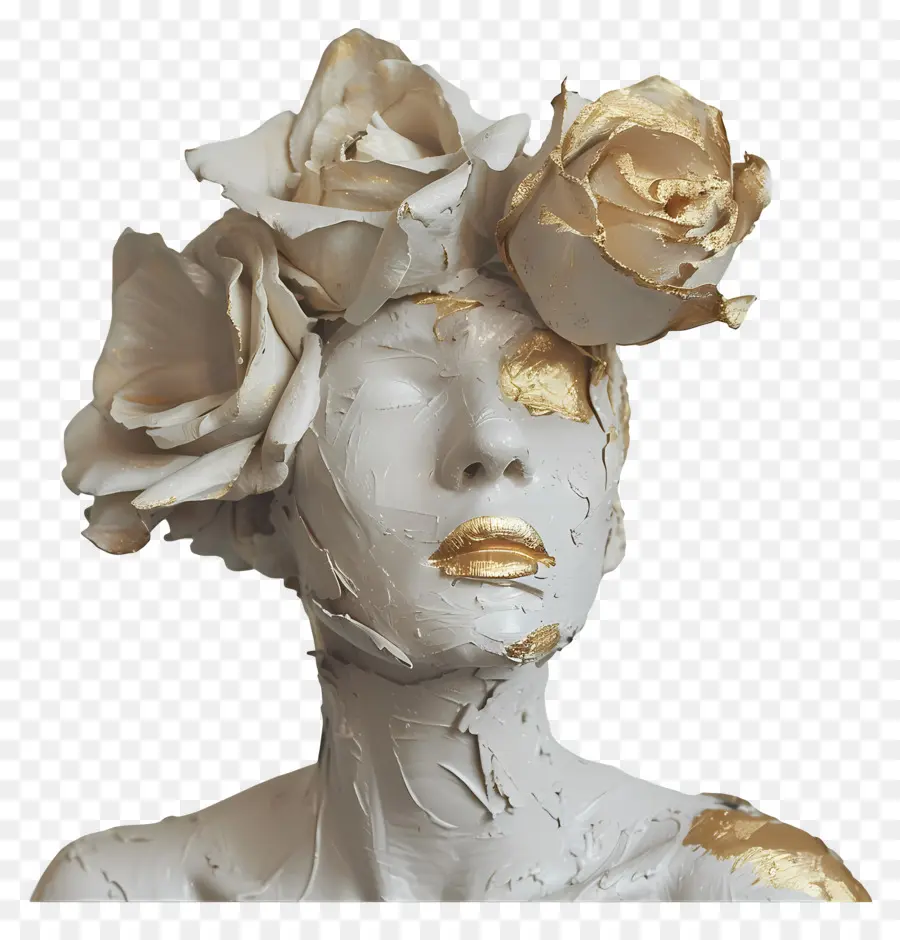 Sculpture Moderne，Sculpture Avec Des Roses PNG