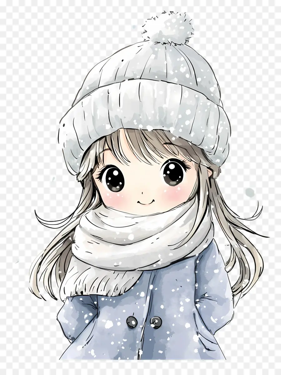 Fille D'hiver，Fille Chibi En Hiver PNG