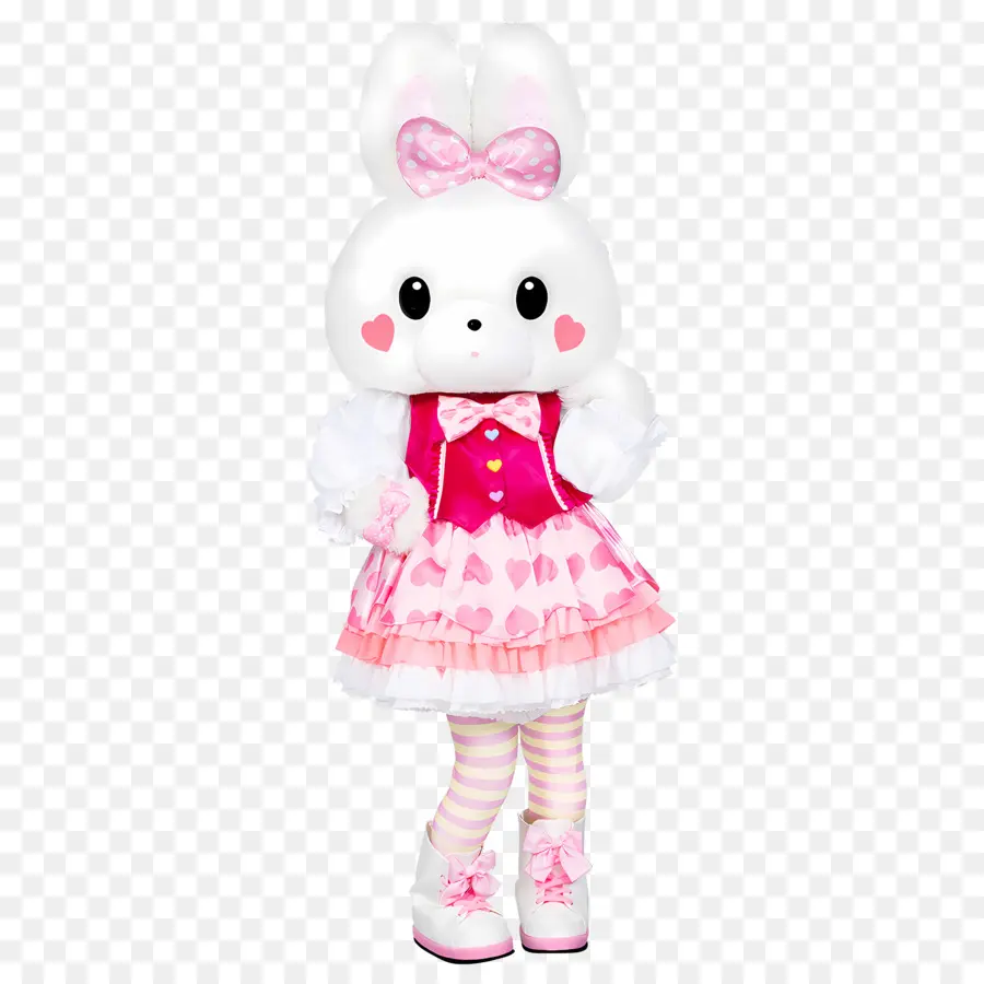 Milkee Mimi，Lapin Blanc En Robe Rose PNG