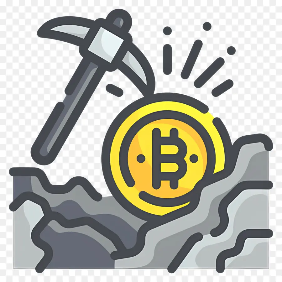 Mineur De Bitcoins，Extraction De Bitcoin Avec Une Pioche PNG