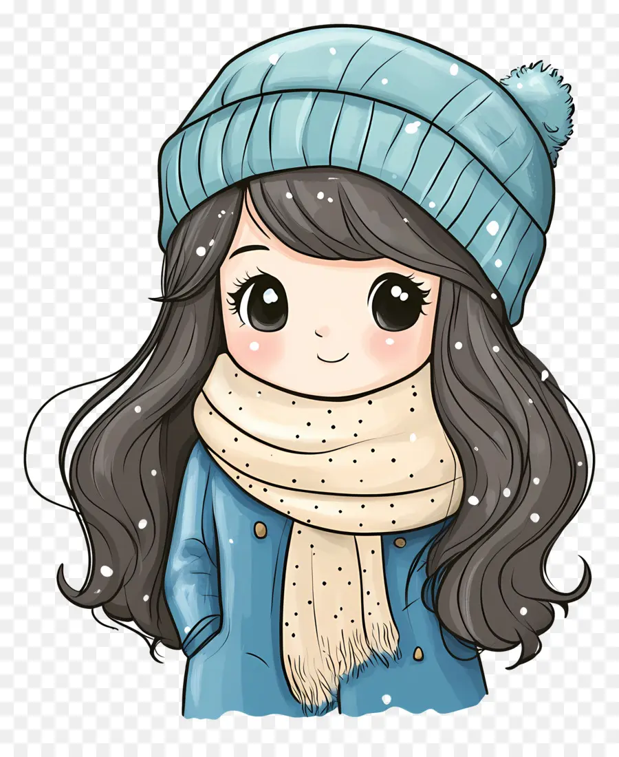 Fille D'hiver，Fille Aux Cheveux Bleus PNG