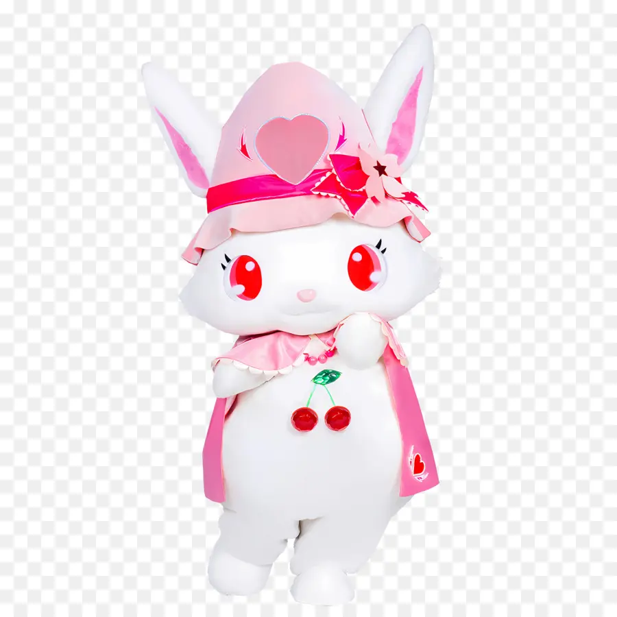 Rubis，Lapin Blanc En Tenue Rose PNG