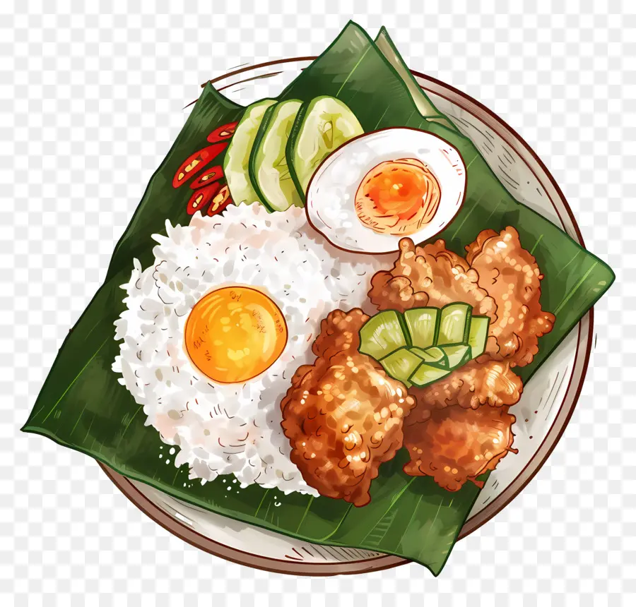 Nasi Gros，Riz Et Oeuf PNG