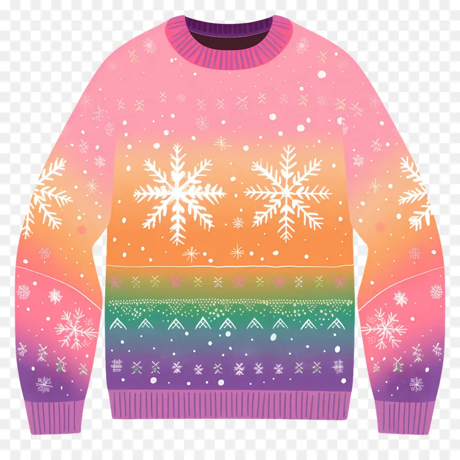 Pull De Noël，Pull Flocon De Neige Coloré PNG