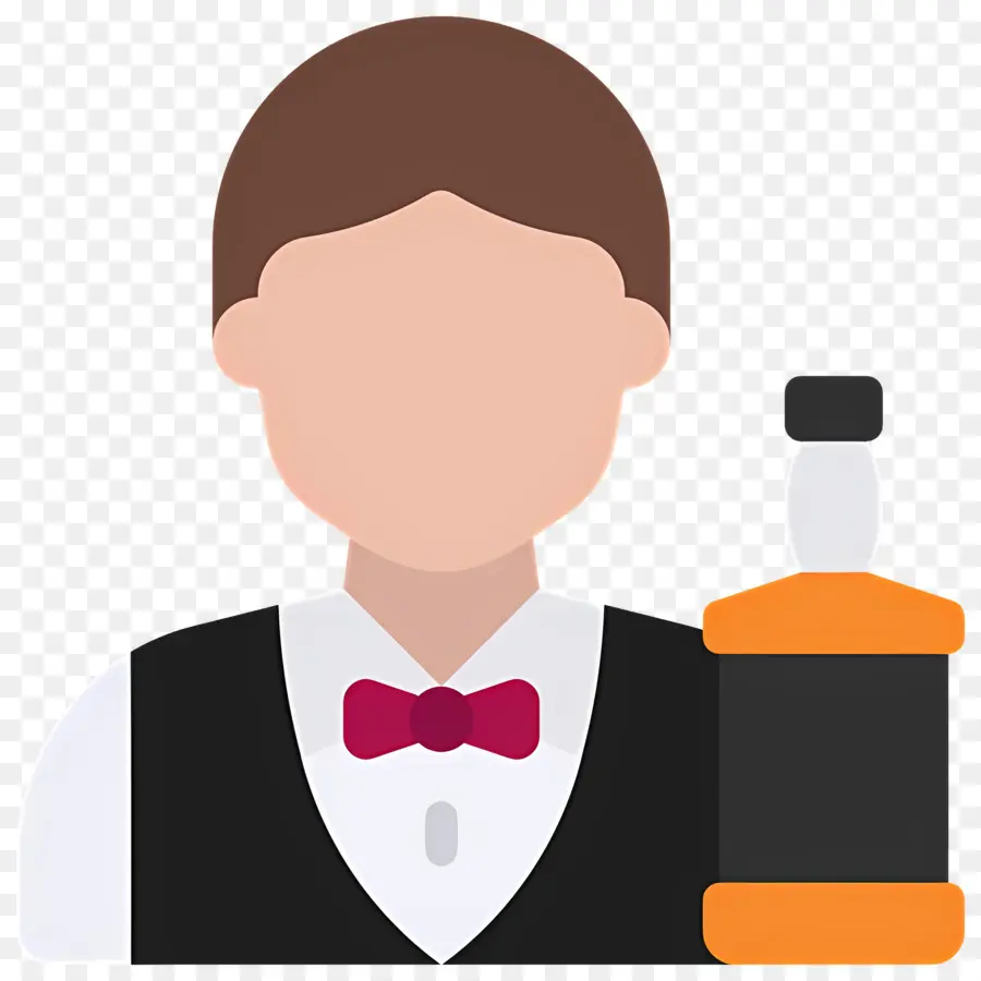 Barman，Barman Avec Bouteille PNG