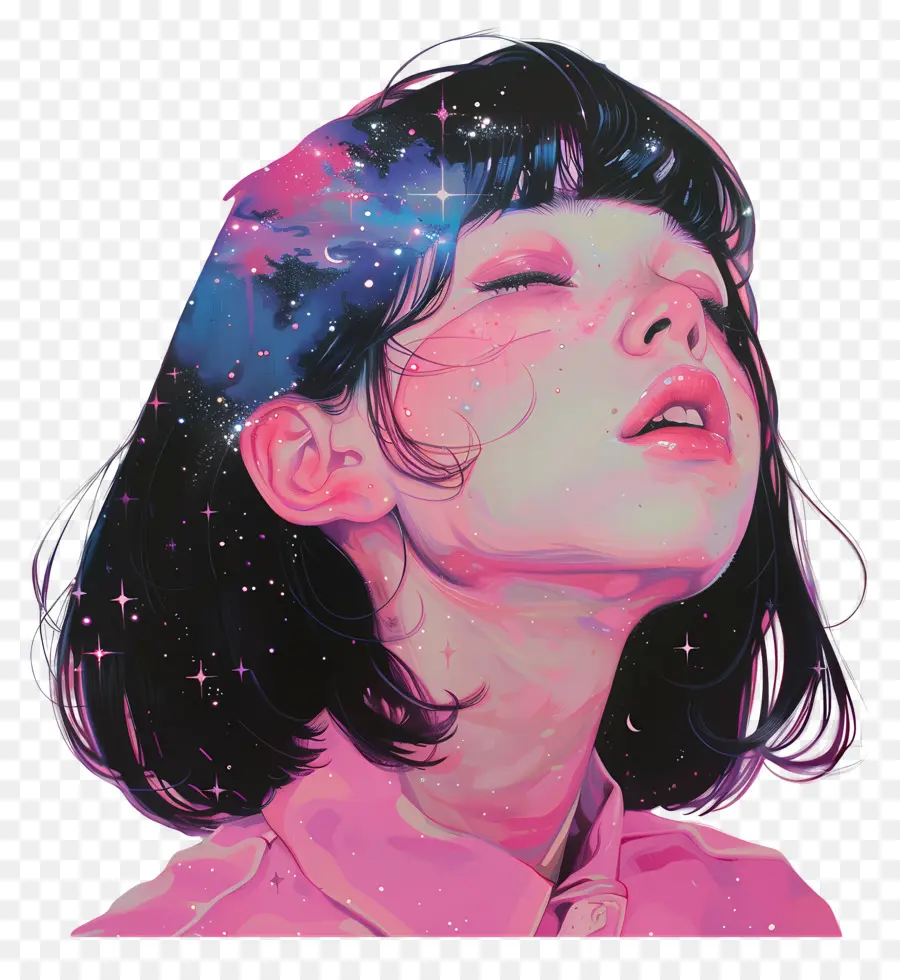 Fille Animée，Fille Galaxie PNG