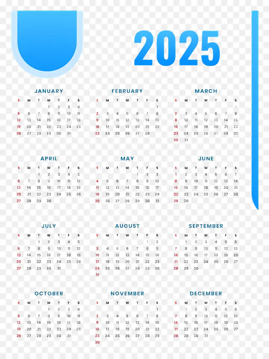 Calendrier 2025，Année PNG