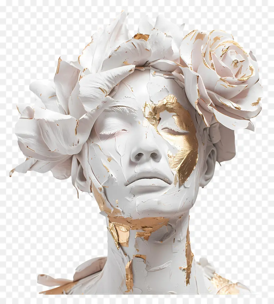 Sculpture Moderne，Sculpture Avec Des Fleurs PNG