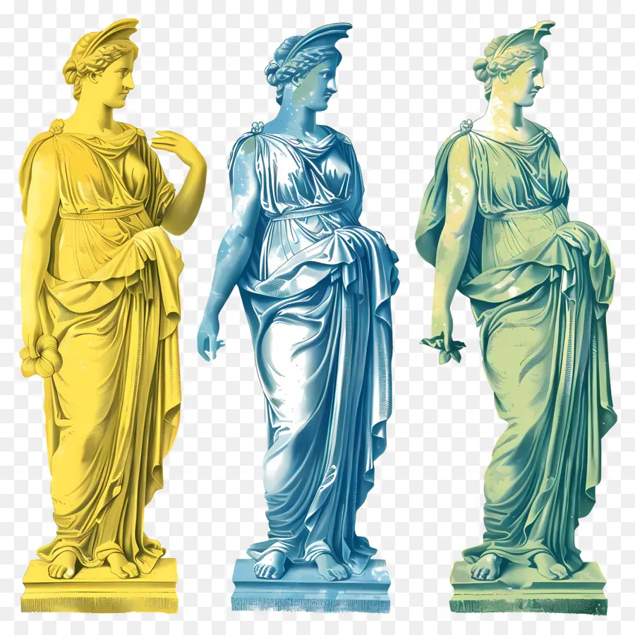 Femme Vintage，Statues Colorées PNG