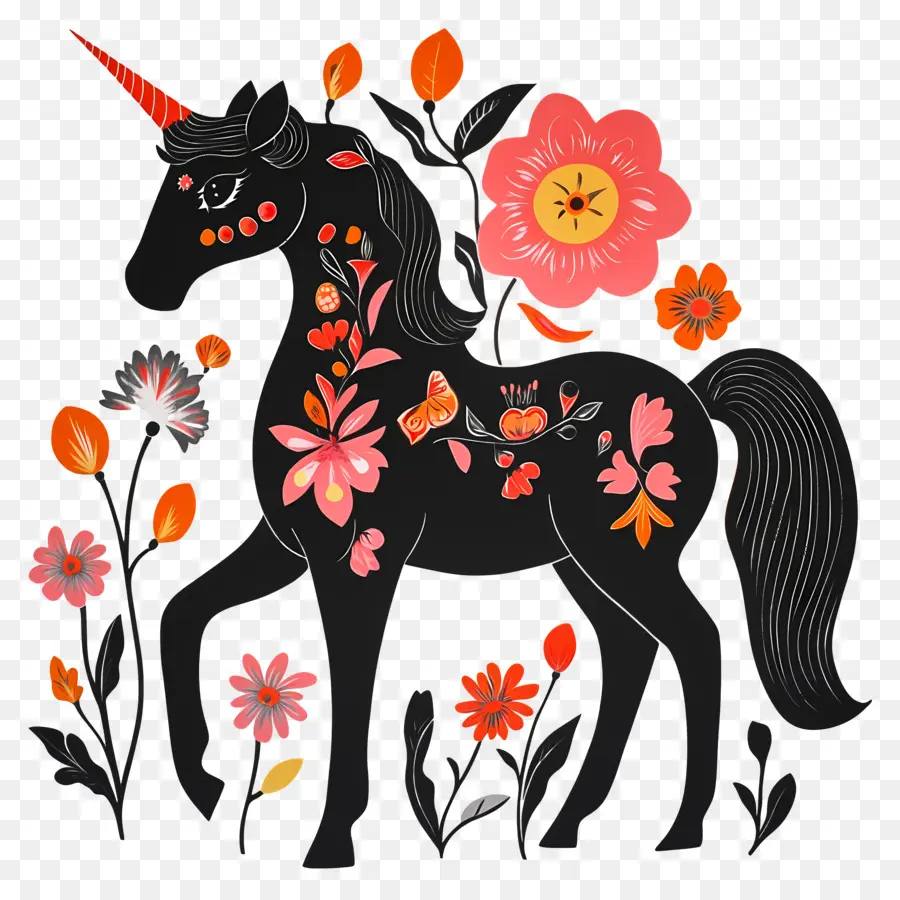 Licorne Florale，Licorne PNG