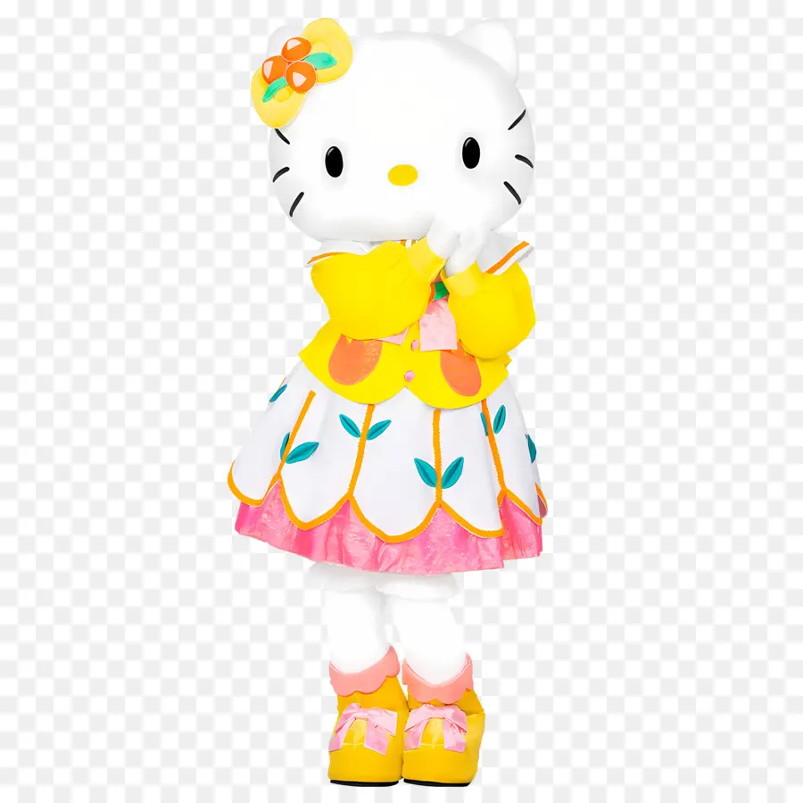 Bonjour Maman，Chat Blanc En Robe Fleurie PNG