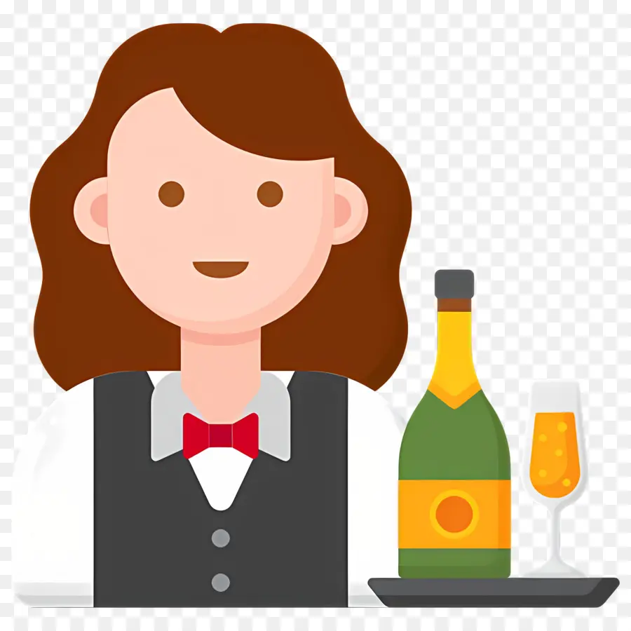 Barman，Serveuse Avec Du Champagne PNG