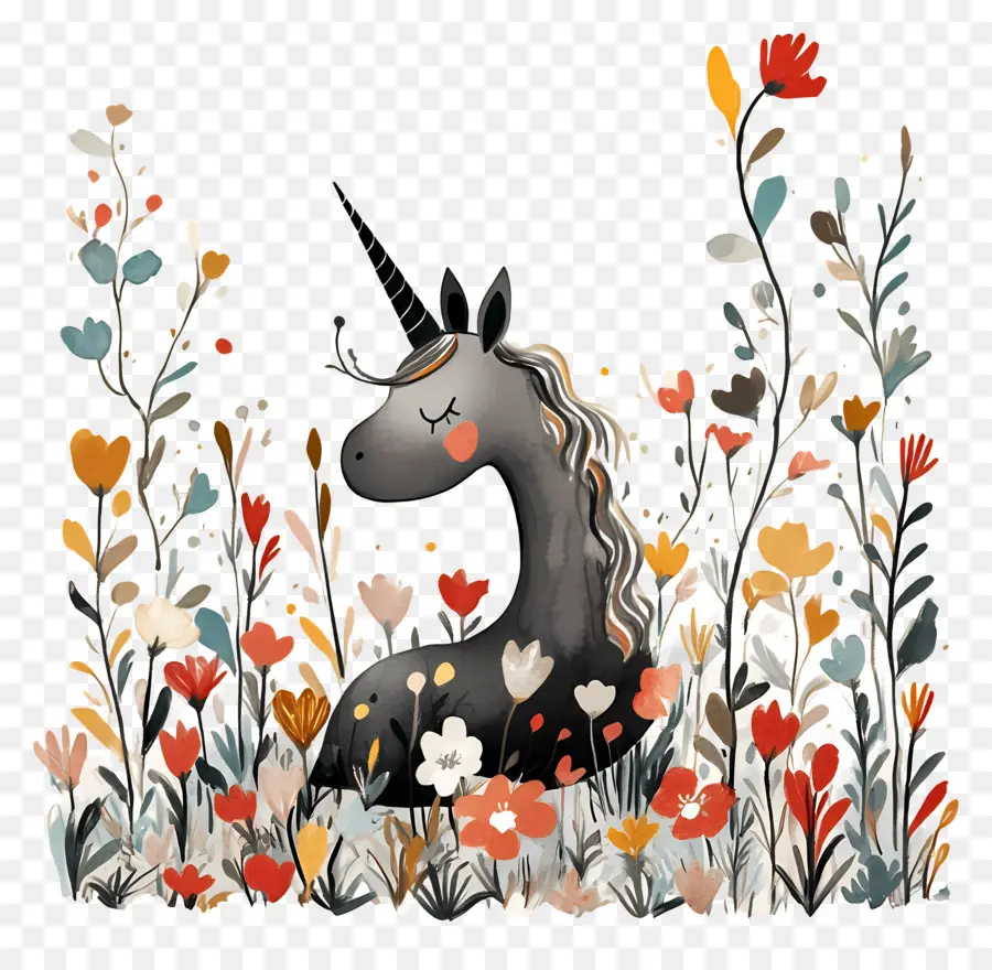 Licorne Florale，Licorne PNG