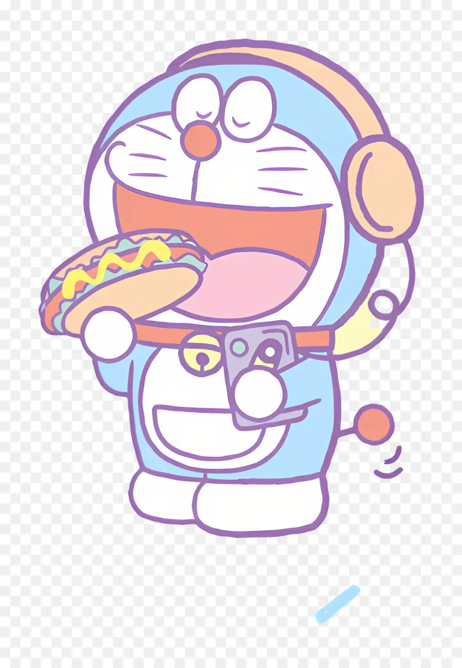 Doraemon，Personnage De Dessin Animé Avec De La Nourriture PNG