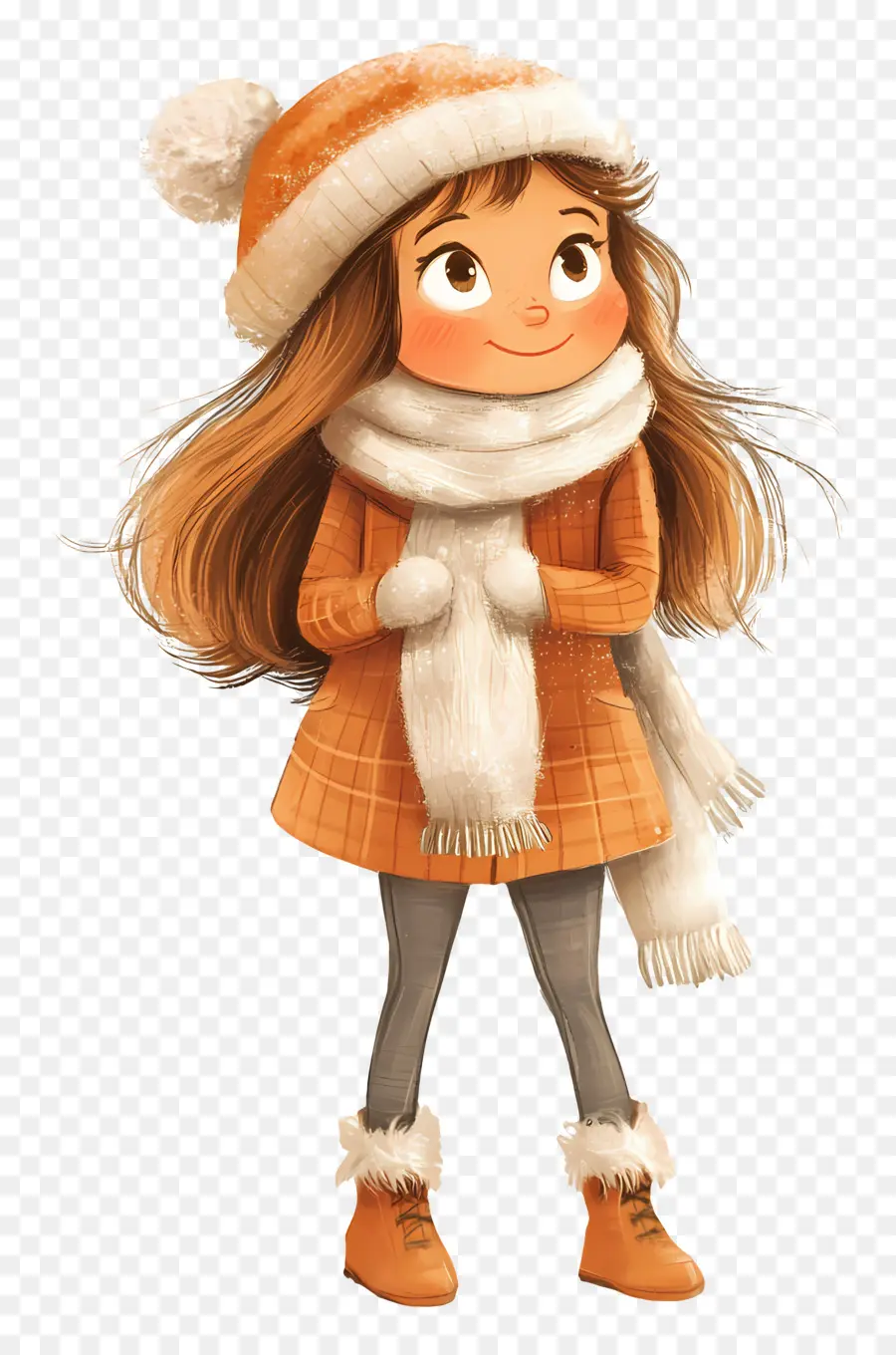 Fille D'hiver，Jolie Fille Au Chapeau Rouge PNG