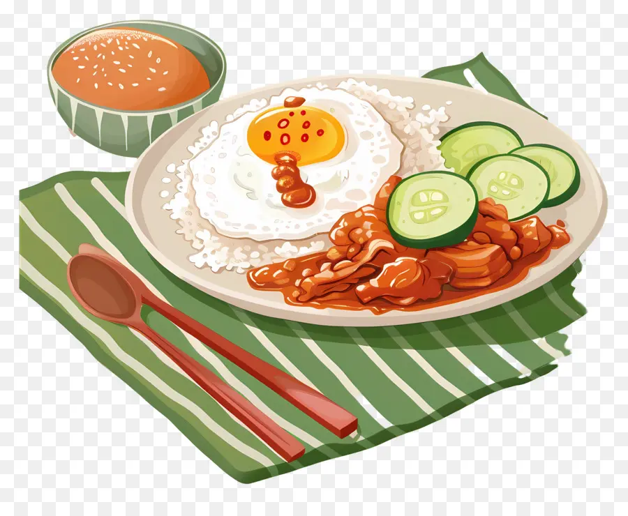 Nasi Gros，Plat De Riz Et D'œufs PNG