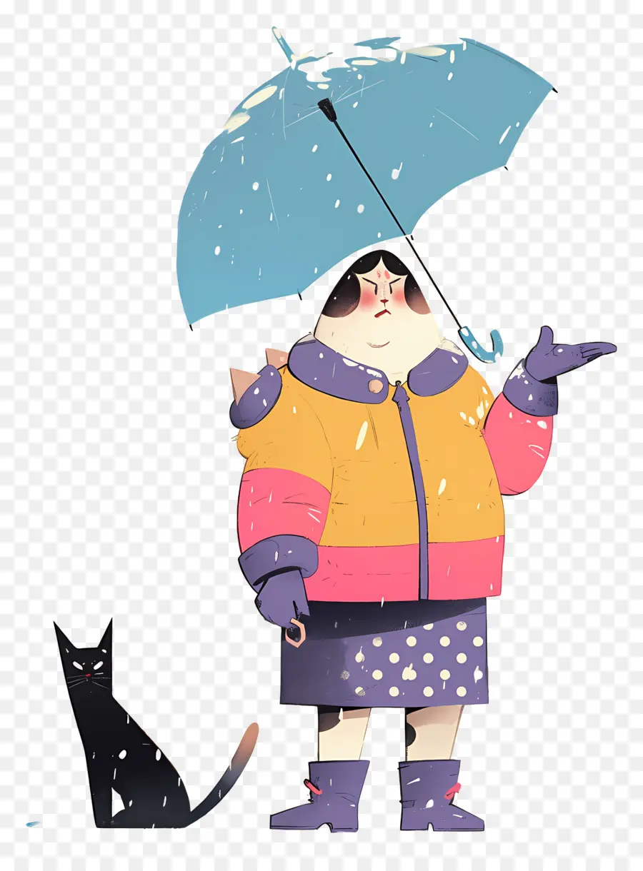 Chat Animé，Chat Avec Parapluie Rose PNG