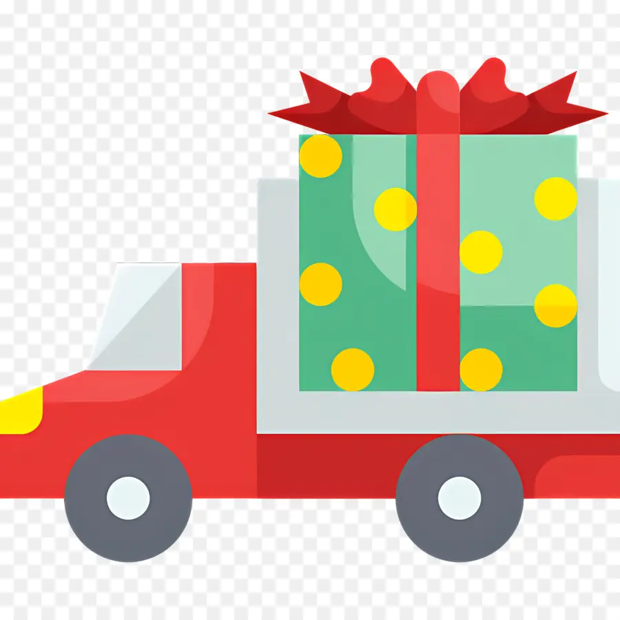 Camion De Noël，Camion Vert Avec Des Cadeaux PNG