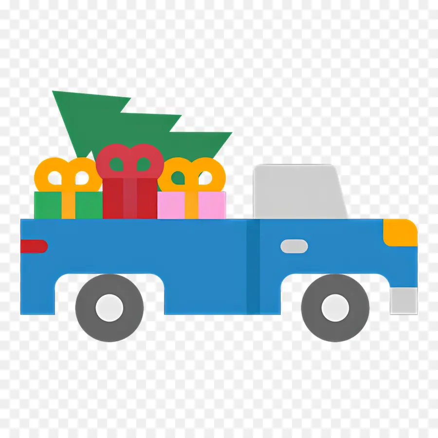 Camion De Noël，Camion Avec Des Cadeaux PNG