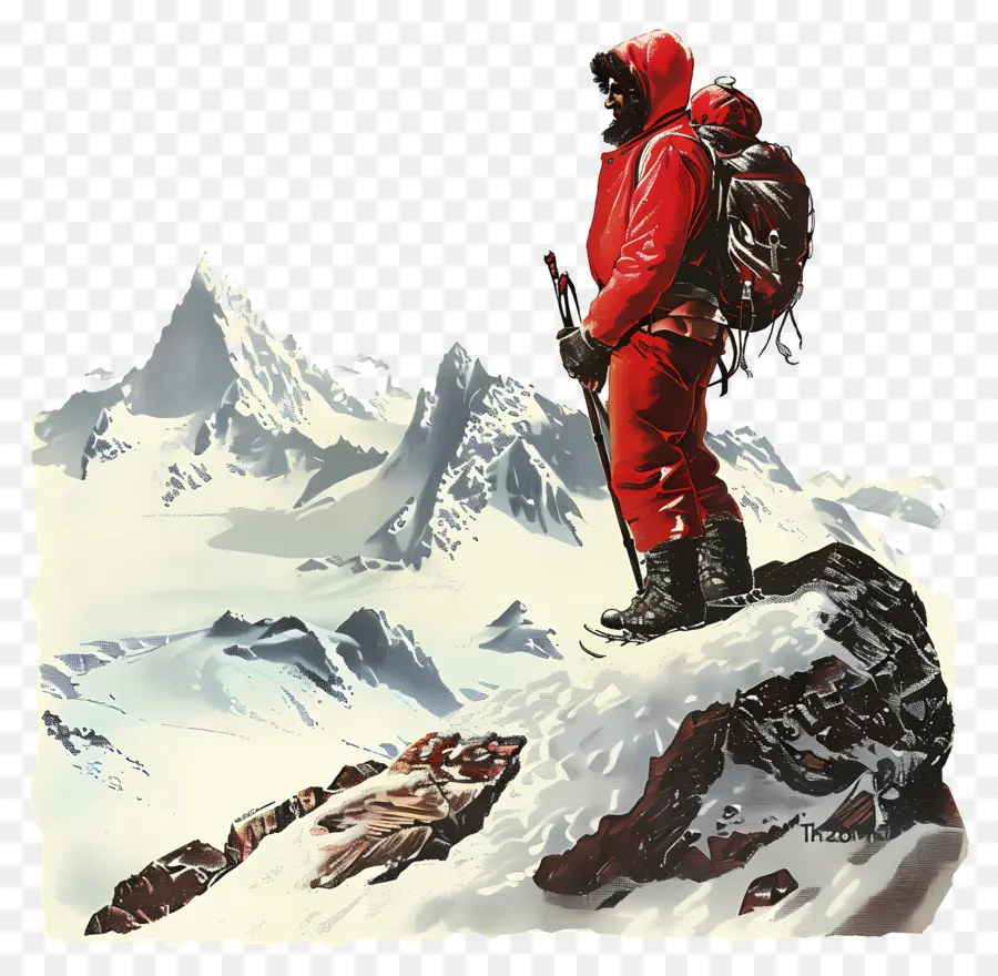 Esquimau，Alpiniste En Rouge PNG