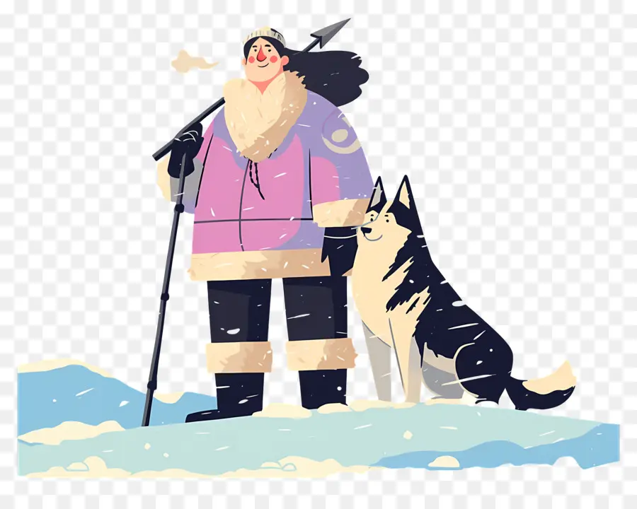 Esquimau，Personne Avec Chien En Hiver PNG