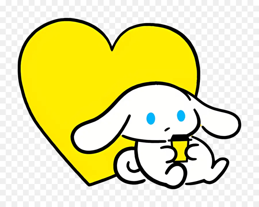 Cannelle，Personnage Blanc Avec Coeur Jaune PNG