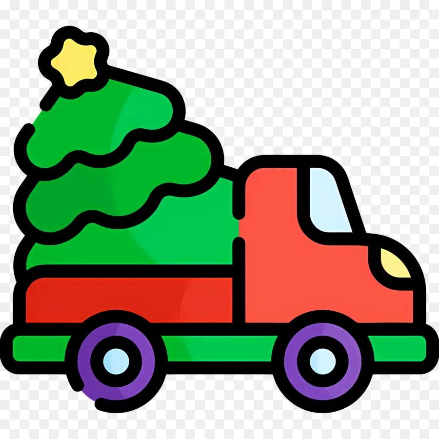 Camion De Noël，Camion Avec Arbre De Noël PNG