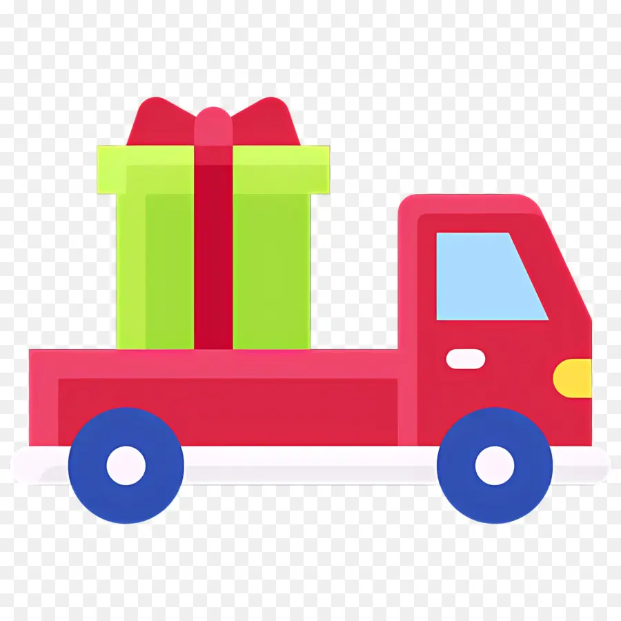 Camion De Noël，Camion Vert Avec Des Cadeaux PNG