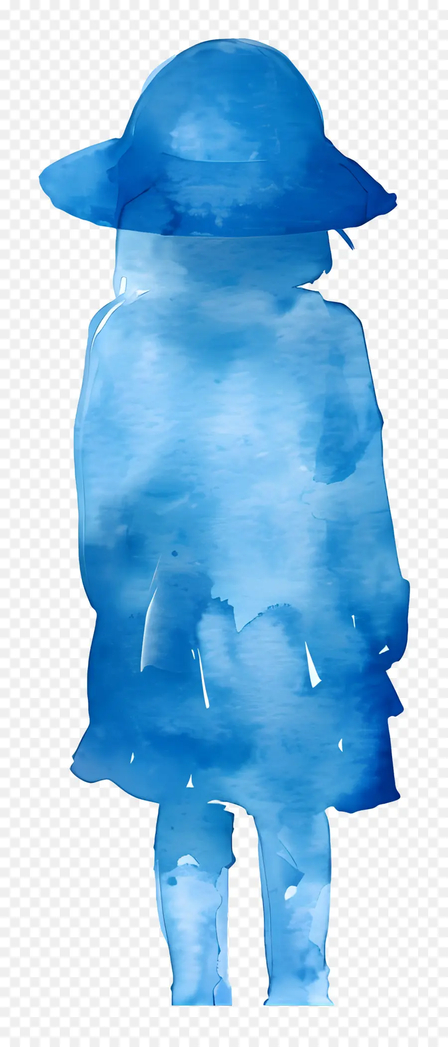 Enfant Aquarelle，Silhouette Bleue PNG