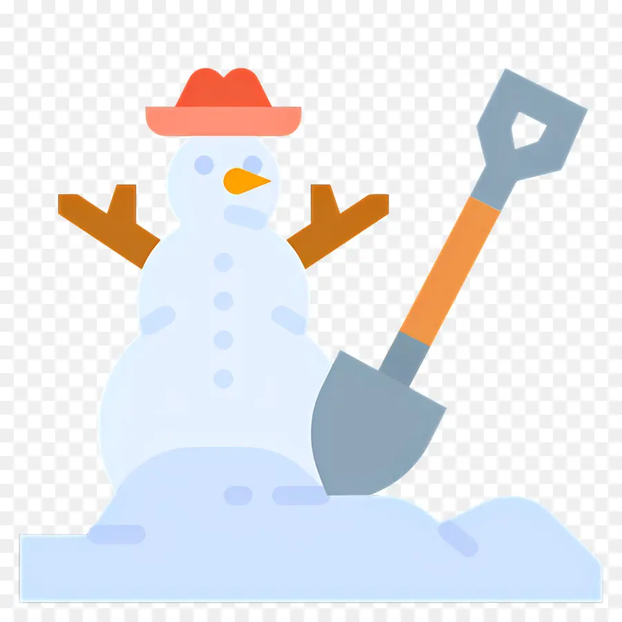 Pelle à Neige，Bonhomme De Neige Avec Pelle PNG