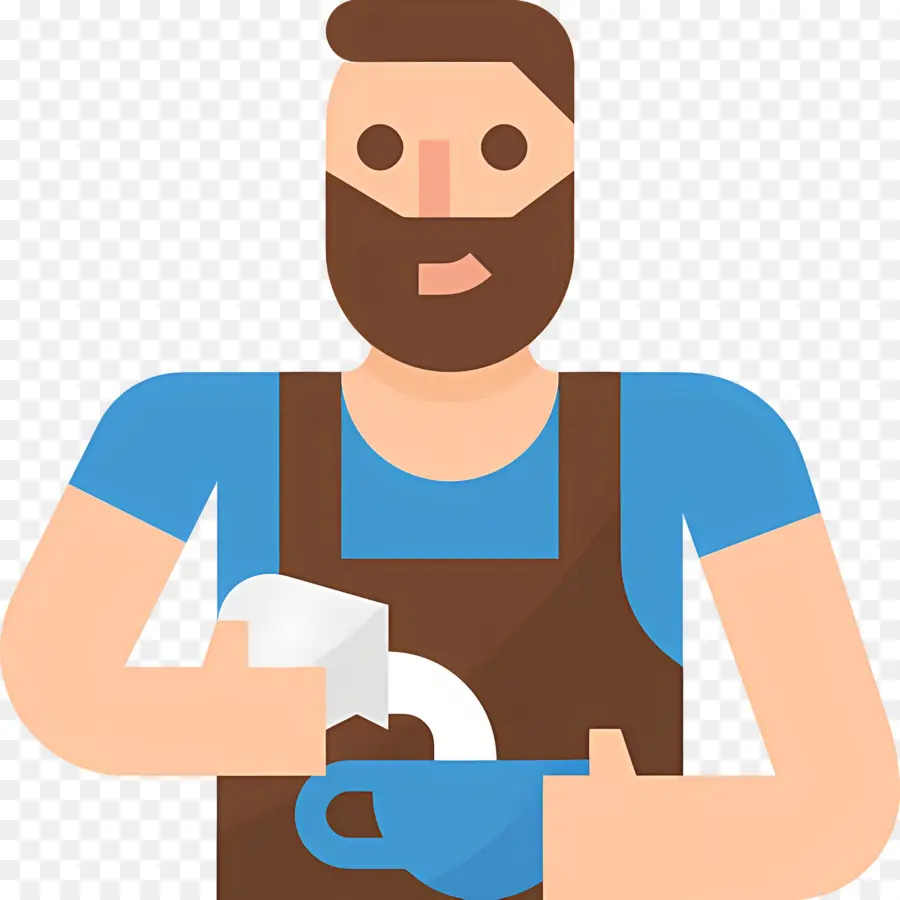 Barista，Barista Avec Tasse PNG