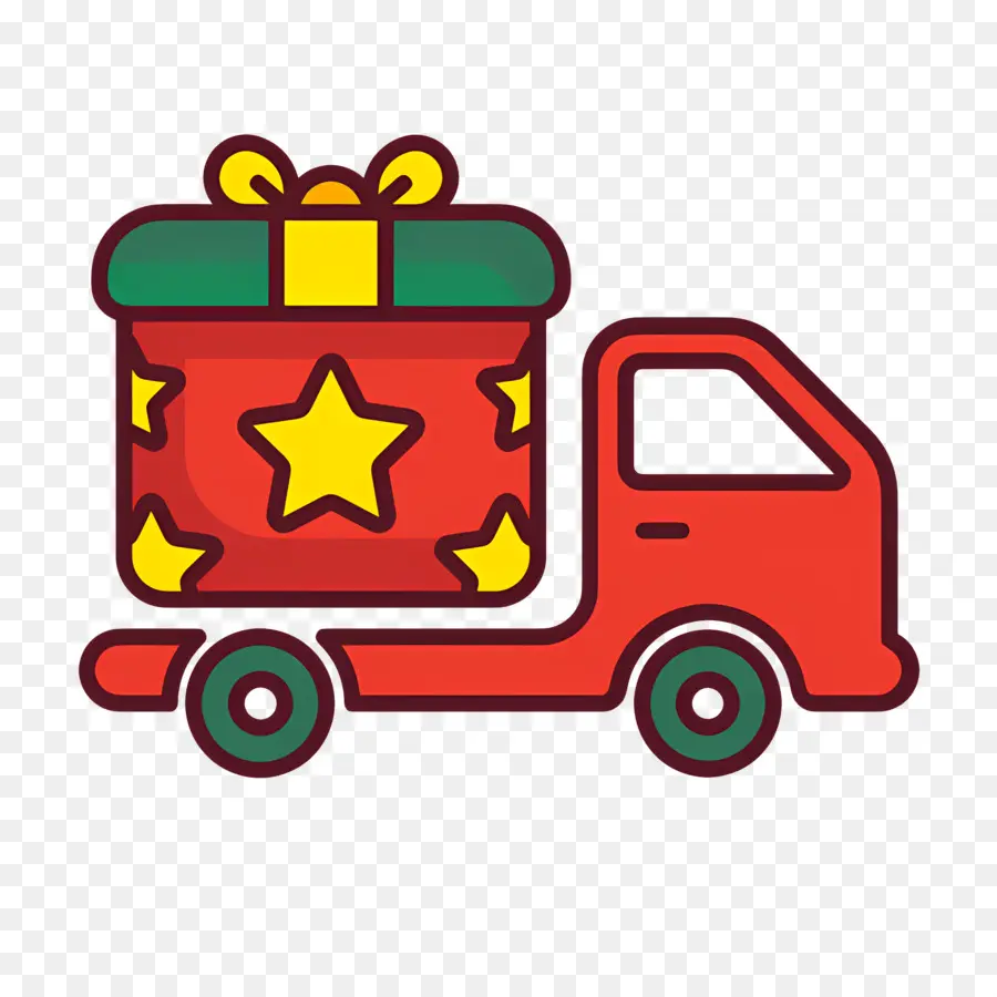 Camion De Noël，Camion Avec Cadeau PNG