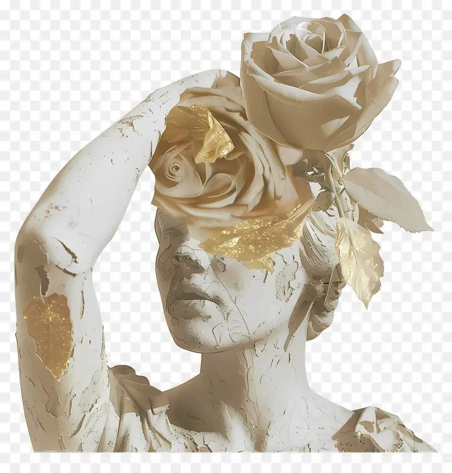 Sculpture Moderne，Statue Avec Des Roses PNG