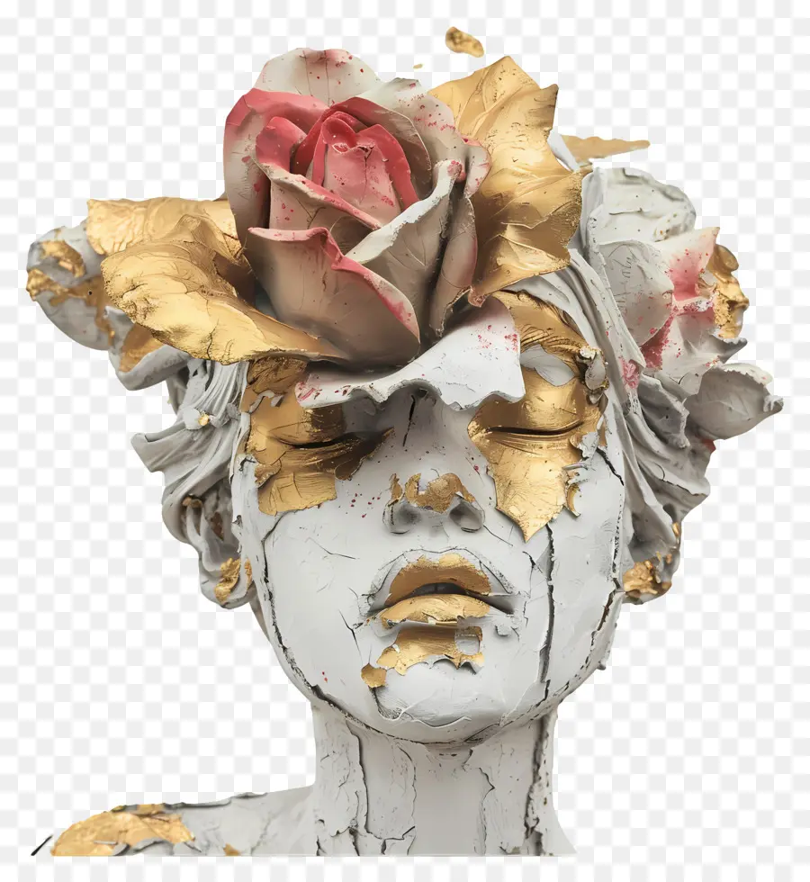 Sculpture Moderne，Sculpture Avec Des Roses PNG