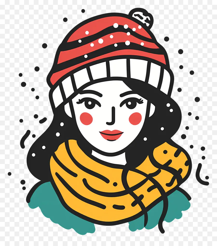 Fille D'hiver，Femme Stylisée Au Chapeau Rouge PNG