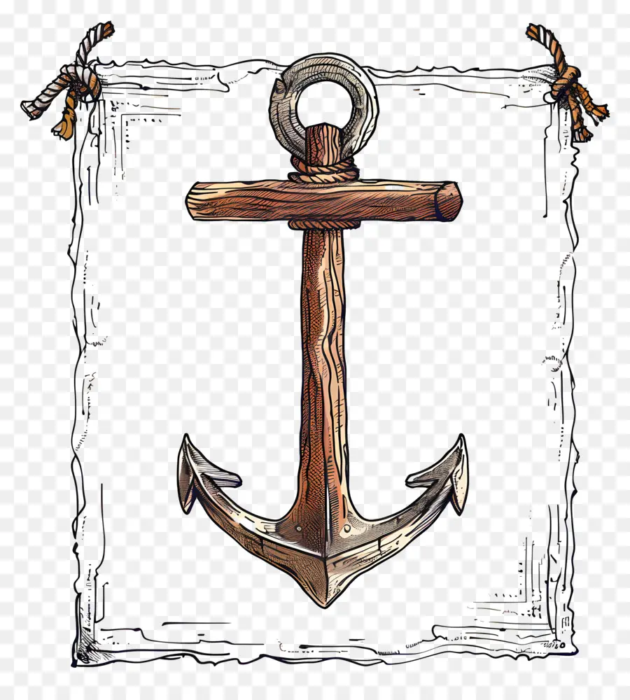 Cadre Pirate，Ancre En Bois PNG