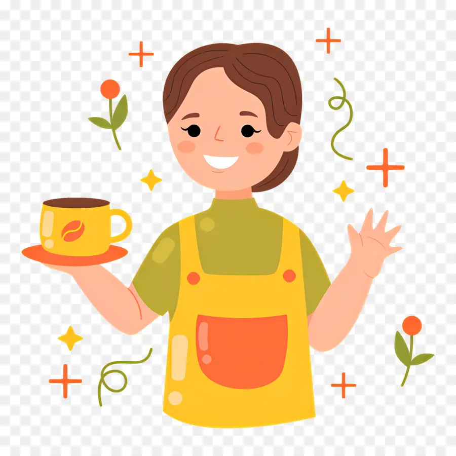 Barista，Femme Avec Tasse PNG