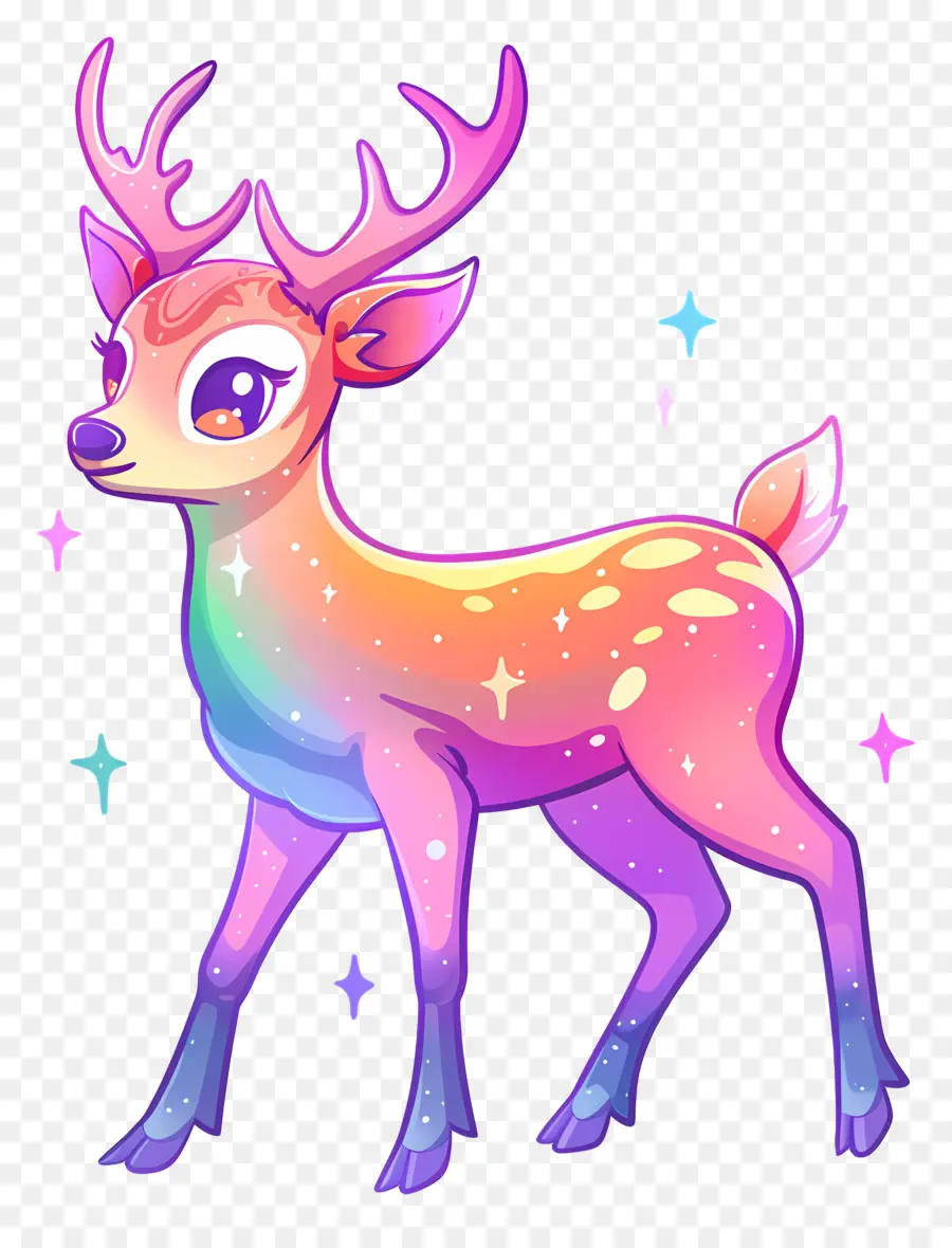 Cerf De Noël，Cerf Arc En Ciel PNG